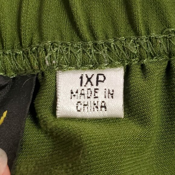 Bob Mackie Womens Wide Leg Pull On Pants Size 1X Petite Green Artsy Stretch - Picture 6 of 13